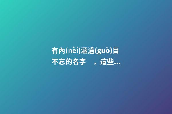 有內(nèi)涵過(guò)目不忘的名字，這些名字令人難忘（有內(nèi)涵過(guò)目不忘的名字,這些名字令人難忘的成語(yǔ)）